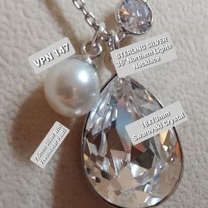 36" STERLING PEARL & SWAROVSKI CRYSTAL NECKLACE